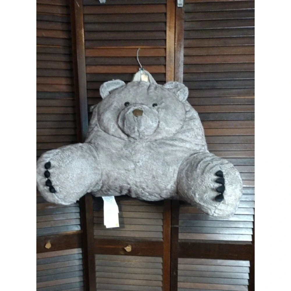 Large Plush Gray/Tan Brown Bear Floor TV Pillow Super Soft
